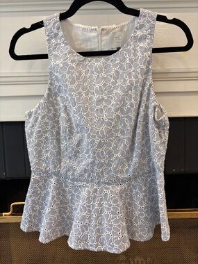 Anthropologie - HD in Paris Light Eyelet Peplum top